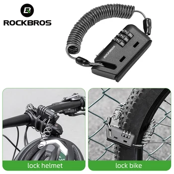 ROCKBROS Мини-замок для шлема Противоугонный Велосипедный замок Сверхлегкий Гибкий Велосипедный замок 3-значный пароль для блокировки мотоциклетного шлема
