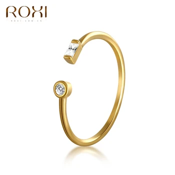 ROXI Простые кольца из стерлингового серебра 925 пробы для женщин, подарок, Кольца с кубическим цирконием AAA, Ювелирные изделия из кристаллов, Регулируемые Кольца с открытым носком