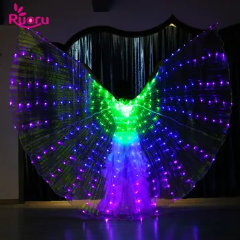 Ruoru Light Up Wings, 3 серии цветных светодиодных костюмов для шоу, светодиодные крылья Для взрослых, Alas, Светодиодные Крылья Isis, Светодиодный танцевальный костюм для женщин