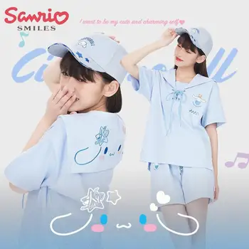 Sanrio Спортивный Комплект для отдыха Kawaii Cinnamoroll, Новый Летний Мультяшный Милый Академический Стиль, Удобная и Приятная Вентиляция на открытом воздухе