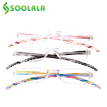 SOOLALA 3 шт./лот, Полосатые Интегрированные очки для чтения Без оправы, Женские Мужские Ультралегкие очки с прозрачными линзами, Дальнозоркая Лупа, Очки для чтения