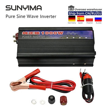 SUNYIMA 1000 Вт Чистый синусоидальный инвертор постоянного тока в переменный 50 Гц, усилитель, трансформатор напряжения, преобразователь 12 В 220 В