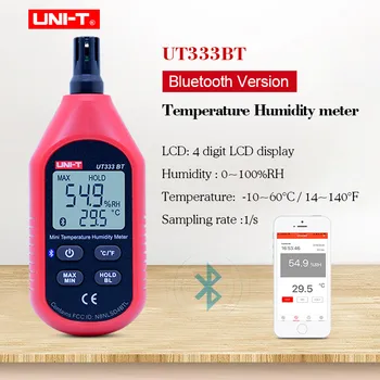 UNI-T UT333BT гигрометр термометр Bluetooth Цифровой ЖК-Мини Измеритель Температуры и Влажности Влагомер Удержание данных и МАКС/мин