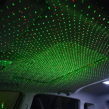 USB автомобильная светодиодная атмосферная лампа проектор ночного освещения в виде звезды на крыше с регулируемым светом красного и зеленого цветов