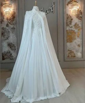 Vestido De Noiva, Мусульманские Белые Свадебные платья для Невесты, Свадебные платья А-Силуэта 2022