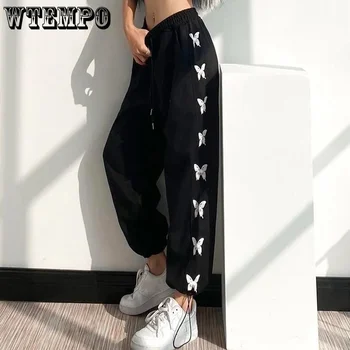 WTEMPO Корейские женские спортивные брюки с высокой талией, Свободные и универсальные Широкие брюки, Модная Уличная одежда, спортивные брюки 2023