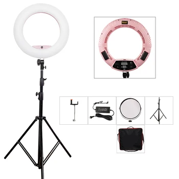 Yidoblo Pink FD-480II Студийный кольцевой светильник 480 LED для видеосъемки, Цифровая лампа для фотографического Дневного освещения + штатив (макс. 200 см) + Сумка