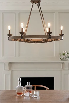 Американский ретро промышленный ветер, деревянное художественное колесо, люстра, лампа для гостиной, освещение для столовой, дизайнерские лампы для виллы с проживанием в семье