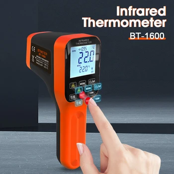 Бесконтактный инфракрасный термометр BT-1600 безопасно измеряет температуру поверхности горячих предметов, до которых опасно дотрагиваться