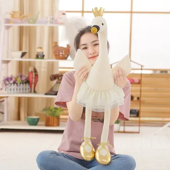 большой 80 см белый фламинго плюшевая игрушка корона птица фламинго мягкая кукла подушка Рождественский подарок s2564