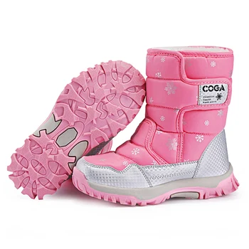 Ботинки для девочек 2021 г., повседневная модная детская зимняя обувь для мальчиков, детские противоскользящие розовые теплые хлопковые кроссовки