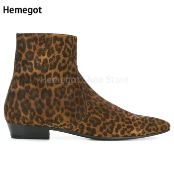 Британские Полусапожки из леопардовой кожи с острым носком, Обувь на низком каблуке с боковой молнией, Новые ботинки 
