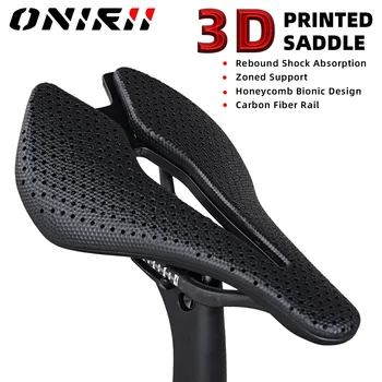 Велосипедное седло ONIRII 142 мм для MTB дорожного велосипеда с 3D-принтом, титановое, из углеродного волокна, Стальное, полое, Удобное, дышащее Велосипедное сиденье