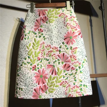 Весенне-летняя Новая жаккардовая юбка на бедрах 2023, Трапециевидная юбка с высокой талией и вышивкой, цветочная юбка, Юбка-чехол для женщин