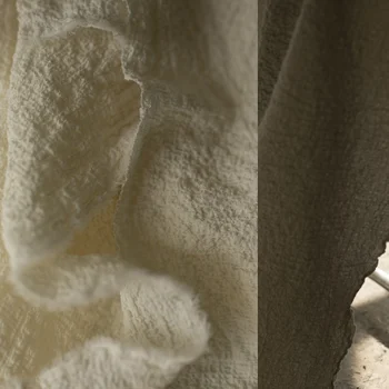 Винтажная Хлопчатобумажная и льняная ткань Хлопчатобумажный Креповый материал С полной эластичностью, Тяжелая текстура Дизайнерской ткани