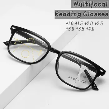 Винтажные Модные Мультифокальные Очки Для чтения Для Мужчин И Женщин, Анти-синий Свет, Очки для близорукости, Диоптрийные Очки по Рецепту + 1,0 ~ + 4,0