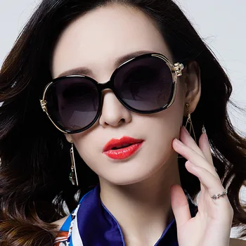 Винтажные солнцезащитные очки для женщин с цветочным украшением, высококачественные солнцезащитные очки большого размера для женщин, 2018, Большая оправа, женская мода