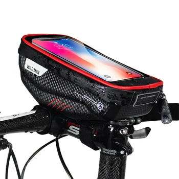 Водонепроницаемая велосипедная сумка WILD MAN с рамой Спереди и сверху, велосипедная сумка, Светоотражающий чехол для телефона 6,5 дюймов, сенсорный экран, MTB Сумка, Аксессуары