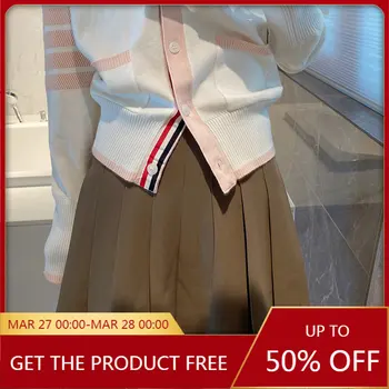 Высококачественная Весенняя новинка в корейском стиле, Универсальная юбка в складку, уменьшающая возраст, мини-юбка JK в стиле Camel, однотонная юбка для женщин