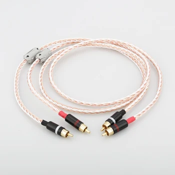 Высококачественная Пара Audiocrast RCA-RCA кабель Hi-end HIFI OFC чистая медь серебро смешанный Аудиопровод Шнур аналоговый RCA Кабель
