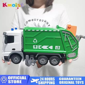 Детская Радиоуправляемая игрушка-мусоровоз с подсветкой в масштабе 1: 24, Радиоуправляемая машина, Санитарный автомобиль, Машины для переработки отходов, Игрушки для мальчиков раннего возраста