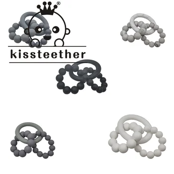 Детский браслет-прорезыватель Kissteether, кольцо из букового дерева, натуральная молярная силиконовая бусина, нетоксичный прорезыватель для новорожденных, подарок для ребенка 