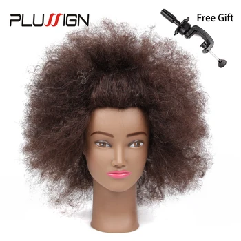 Дисплей головы африканского манекена Plussign для занятий макияжем, голова куклы, салонная обучающая модель головы манекена со свободной подставкой