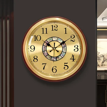 Европейские деревянные Настенные часы для гостиной Дома Модные Роскошные Настенные часы Простые цифровые Большие Минималистичные Электронные Настенные часы