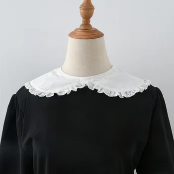 Женская рубашка со съемным поддельным воротником, кружевная белая рубашка с оборками и цветочным рисунком для девочек, ожерелье, шаль, накидки на плечи, ложный воротник
