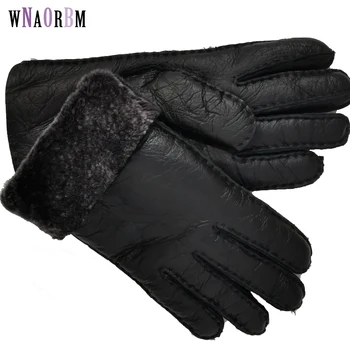 Женские перчатки ручной работы из натуральной овчины, зимние теплые шерстяные перчатки без сращивания для производства цельной кожи