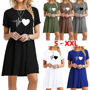Женское модное хлопковое платье-футболка, летнее базовое повседневное облегающее платье с круглым вырезом, платье большого размера S-2XL