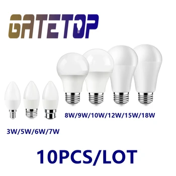 Заводская рекламная светодиодная лампа-свеча 220V 3W-18W E27 E14 B22 с высоким люменом, теплый белый свет для кухни, гостиной, кабинета
