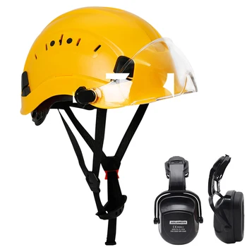 Защитный шлем с козырьком и комплектом наушников для скалолазания на открытом воздухе, Промышленная защита, Спасательная каска, исследование пещер