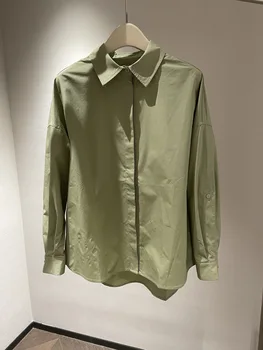 Зеленая цепочка из бисера, хлопчатобумажная рубашка, мода 2023, лето, новый стиль 0323