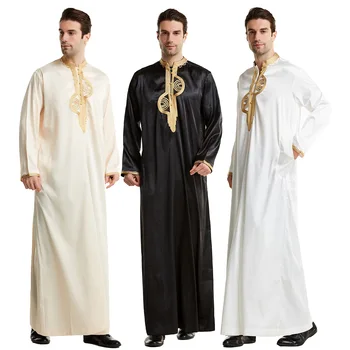 Ислам Абайя Мужская Мусульманская Одежда Кафтан С Вышивкой Пакистан Саудовская Аравия Мусульманские Платья Кафтан Длинный Халат Eid Abayas Ropa Hombre
