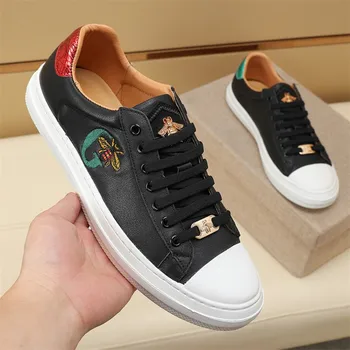 Итальянские дизайнеры Мужская повседневная обувь роскошная модная деловая кожаная обувь из натуральной кожи на шнуровке Спортивные классические кроссовки