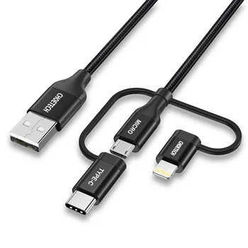 Кабель USB 2.0 3 в 1 для зарядки iPhone/iPad/Galaxy, зарядное устройство, кабель Micro USB или кабели для мобильных телефонов Android USB Type C