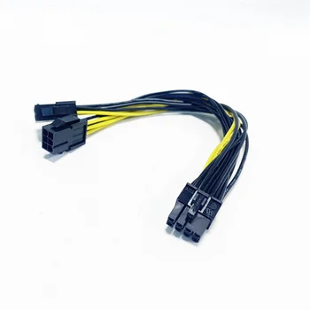 Кабель адаптера питания PCI-E с двойным 6-контактным разъемом на 8-контактный разъем 18AWG, Двойной 6-контактный разъем на 8-контактный кабель видеокарты 0,2 М