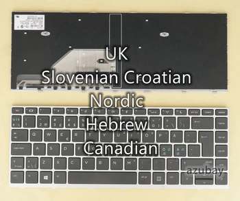 Клавиатура США, Великобритании, Словенского, Хорватского, Скандинавского, Шведского, Норвежского, Датского, Иврита, Канадского для HP ProBook 640 G4 G5, 645 G4 G5 в Серебряной рамке