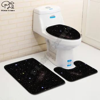 Коврик для ванной комнаты с забавным 3D принтом в виде галактики, крышка для унитаза, набор ковриков для ванной, прямая доставка, стиль-3