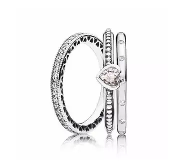 Кольцо из стерлингового Серебра 925 пробы, Штабелируемые Сердечки с кристаллами, Кольца Для женщин, подарок для свадебной вечеринки, Модные украшения