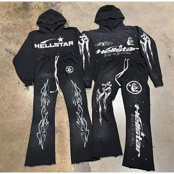 Комплект защитных штанов с капюшоном Hellstar, винтажный спортивный комплект с принтом 