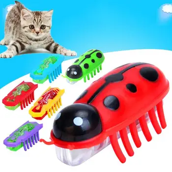Креативная мини-встряска, красочная забавная автоматическая игрушка для кошек, электрическая божья коровка, интерактивные принадлежности для домашних животных, Электрическая игрушка для домашних животных