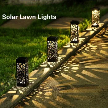 Креативные выдалбливающие светодиодные солнечные лампы для газона для украшения сада, Наружный Водонепроницаемый датчик освещенности дорожки, солнечный уличный фонарь