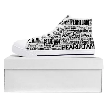Кроссовки Pearl Jam Rock Band с высоким берцем, высококачественные мужские и женские парусиновые кроссовки для подростков, повседневная обувь для пары, изготовленная на заказ обувь белого цвета