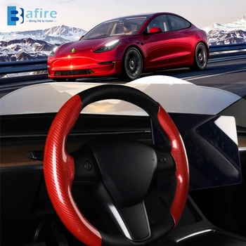 Крышка рулевого колеса BAFIRE 2022 Для Tesla Модель 3 2017-2022 Модель Y 2020-2022 Защитная Крышка Рулевого колеса Автомобиля Нескользящая 2 шт.