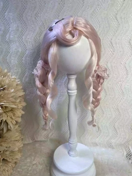 Кукла Дула, парики для Blythe Qbaby, мохеровые розовые волнистые рулоны, 9-10 дюймов, головные уборы