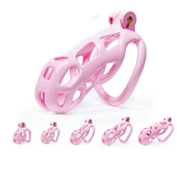 Легкая розовая Мужская Клетка Целомудрия С 4 кольцами, Маленькое Устройство Целомудрия, Фиксирующий пояс