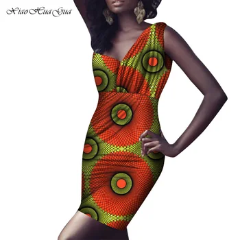 Летние Африканские Платья для Женщин, Сексуальное Мини-Платье в Анкаре без рукавов, Женская Африканская Одежда, Вечернее Женское Платье WY7411