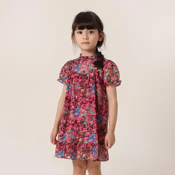 Летние крутые хлопковые шелковые платья с цветочным рисунком для девочек MARC & JANIE французской серии 230576